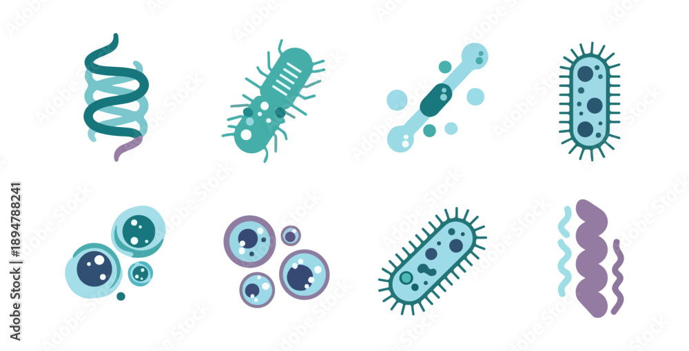 Fototapeta premium Abstract microscopic organisms isolated on black background