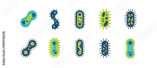 Abstract illustrations of microscopic cells for science and research