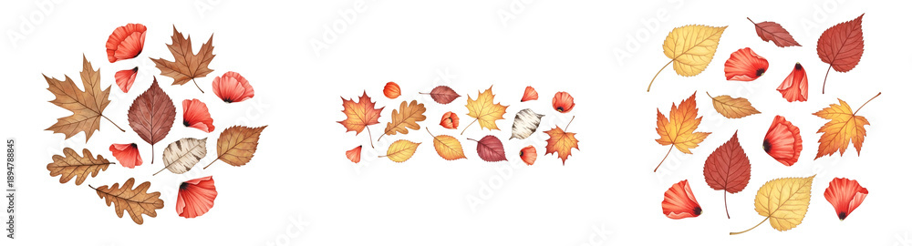 custom made wallpaper toronto digitalAutumn Leaves Collection: Fall Foliage Arrangement Isolated on Transparent Background