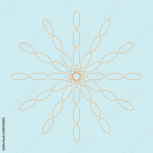 Golden stars bursting in circular pattern on light blue