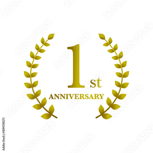 金色グラデーションの月桂冠 アニバーサリーロゴ 1st