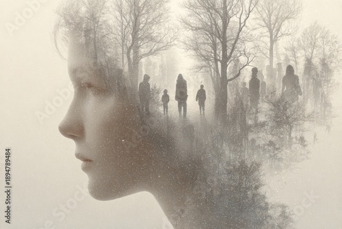 Psychological concept illustrating trauma passed from parents to children.