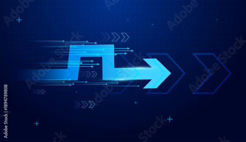 Moving forward arrows point to the next future concepts with symbolizing move and financial success. Modern arrows graphic represents a strong point toward finance.