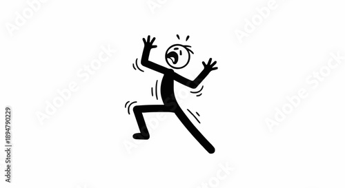 Scared Stick Figure Man Frightened Expression.