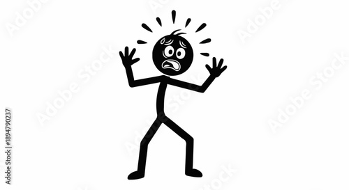 Scared Stick Figure Person Expressing Fear and Panic.