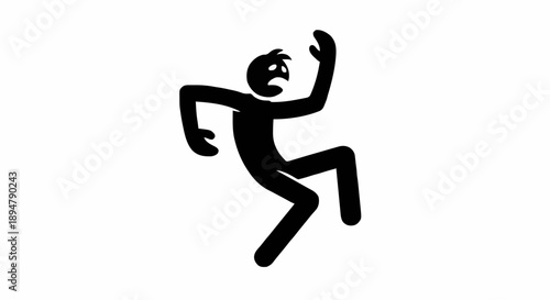 Scared Stick Figure Person Falling Down.