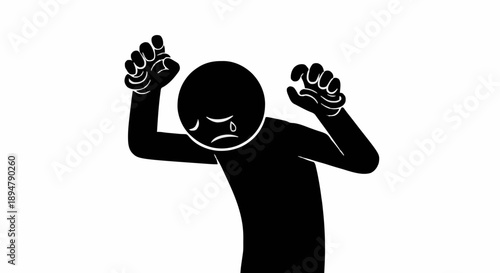 Scared Stick Figure Person Terrified Expression.