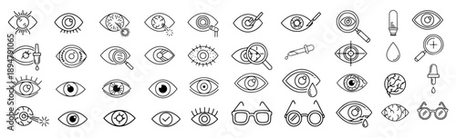 Collection of eye icons and vision related graphics