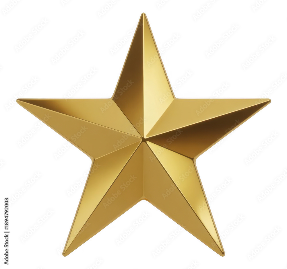 Obraz premium Golden star shiny metal five-pointed isolated on a transparent background
