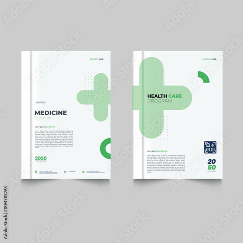 Medical brochure for advertising with outline icons. Health layout concept. Set of Healthcare program flyer design medical flyer and Modern medical leaflet design template.