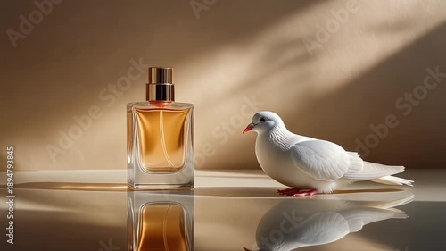 Perfume bottle on minimal background