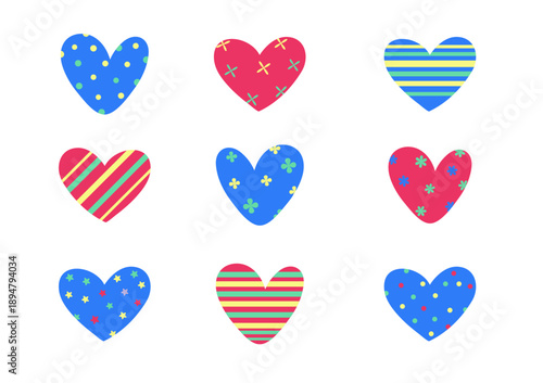 collection of heart shape graphic pattern on background