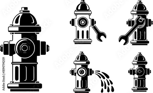 set of fire hydrant vector, vector and illustration, vector style