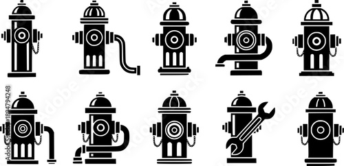 set of fire hydrant vector, vector and illustration, vector style
