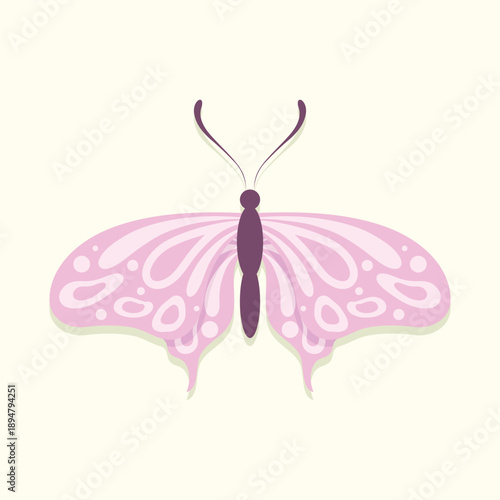 Beautiful pink butterfly. Insect vector illustration.