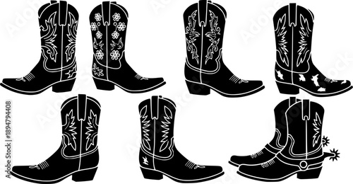 Cowboy boots silhouette, Cowgirl and Cowboy Boots silhouette