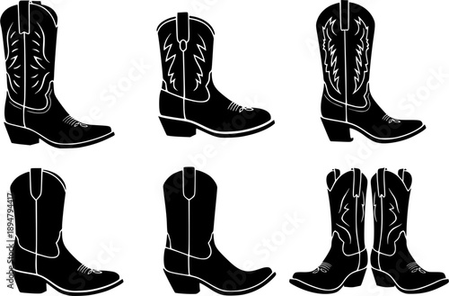 Cowboy boots silhouette, Cowgirl and Cowboy Boots silhouette