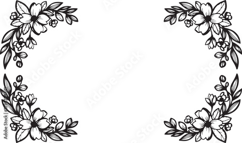 Classic vintage floral silhouette design featuring elegant botanical elements and timeless ornament style