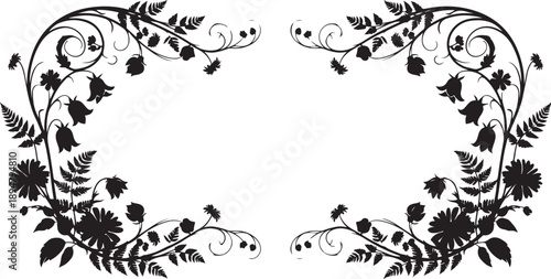 Classic vintage floral silhouette design featuring elegant botanical elements and timeless ornament style