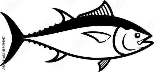 Tuna fish silhouette icon, tuna line art vector illustration silhouette of tuna black tuna silhouette