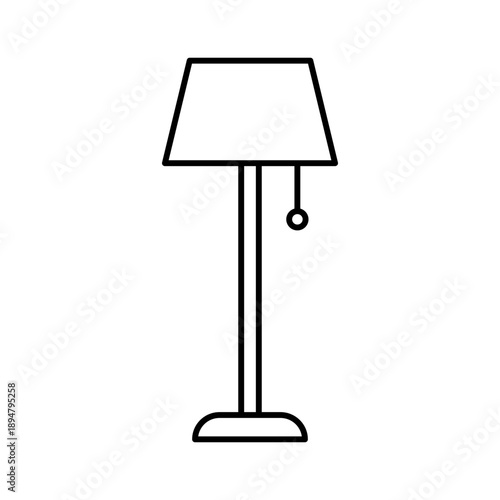 Floor Lamp Lighting Fixture Line Icon for Home Interior Decoration and Ambient Light Atmosphere