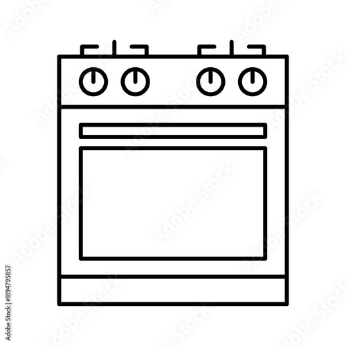 Kitchen Oven Appliance Line Icon for Home Cooking and Food Preparation Activity