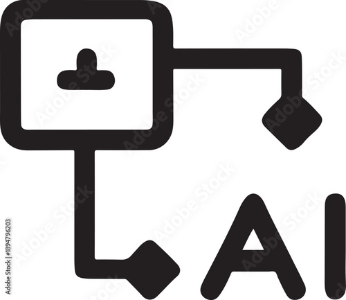 AI technology icon: a simple vector graphic of an AI icon featuring connected icons and the letters AI, showcasing the power of artificial intelligence.