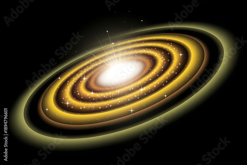 Stunning spiral galaxy illustration with vibrant stars and cosmic glow