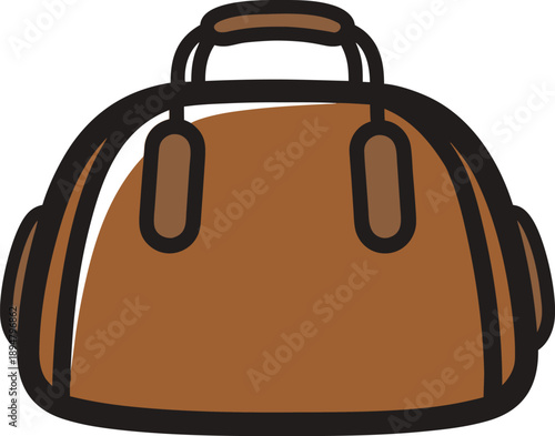 Brown leather duffel bag isolated on transparent background