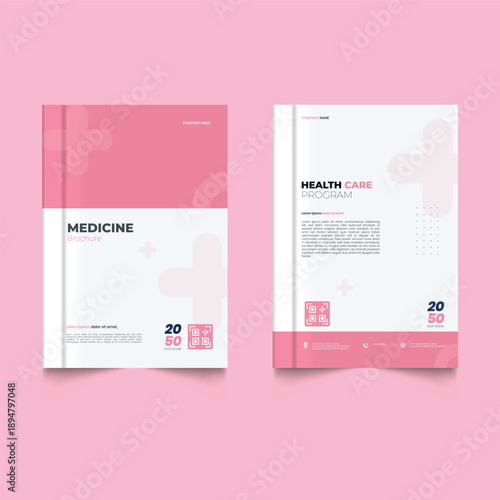 Medical brochure for advertising with outline icons. Health layout concept. Set of Healthcare program flyer design medical flyer and Modern medical leaflet design template.