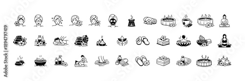 Spa and Wellness Line Icons Set – Massage, Beauty, Relaxation and Aromatherapy