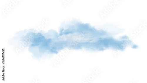 Blue realistic cloud with soft transparency