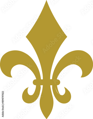 Golden fleur de lis symbol isolated on transparent background