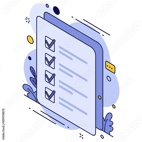 Illustrated concept of a checklist with check marks on abstract background