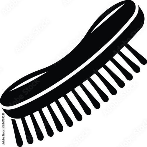 Black hairbrush with white bristles isolated on transparent background
