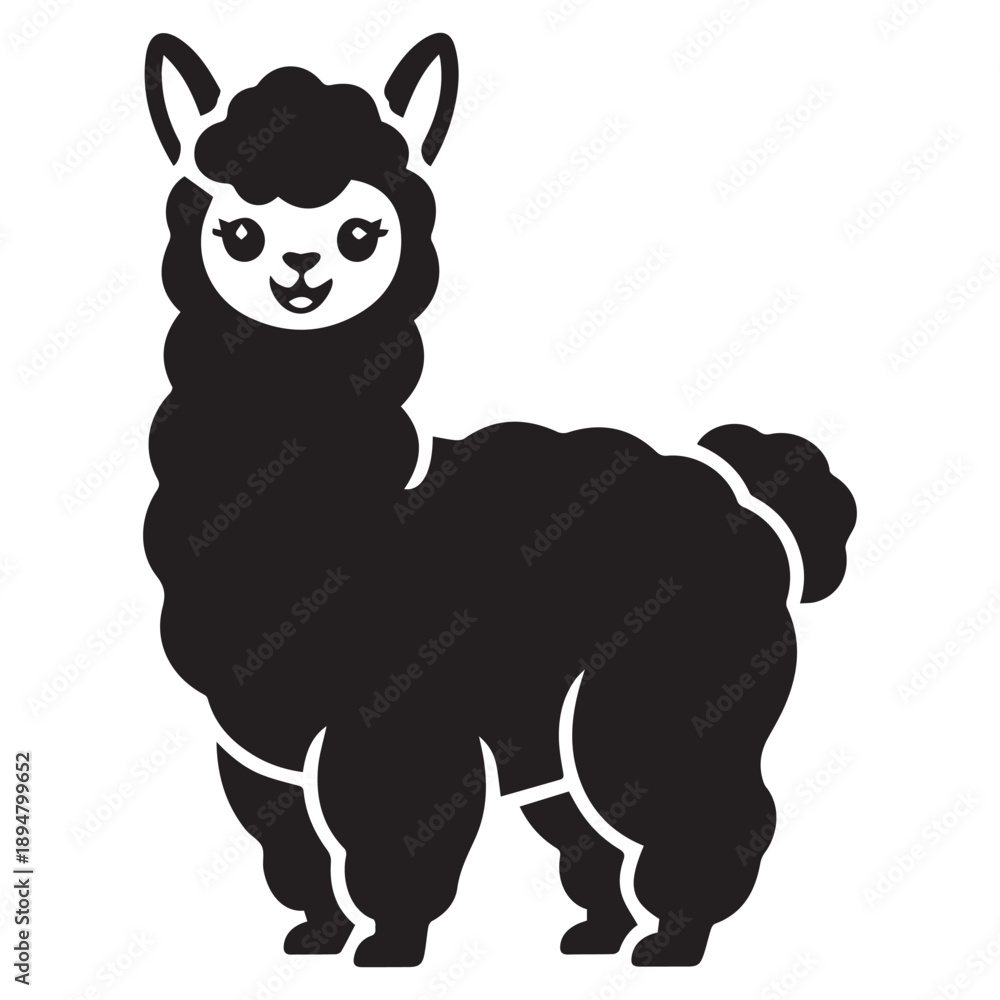 Obraz premium Adorable Alpaca Black Silhouette Design