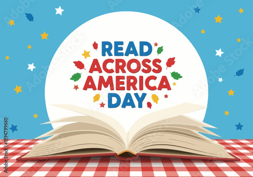 Read across america day open book illustration