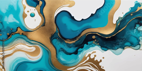 A seamless blue water wave pattern with colorful liquid swirls and curved vector lines creates a stylish ocean art illustration for a decorative wallpaper backdrop texture element