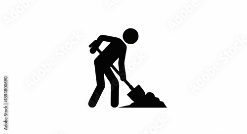 Silhouette of a person digging with a shovel.
