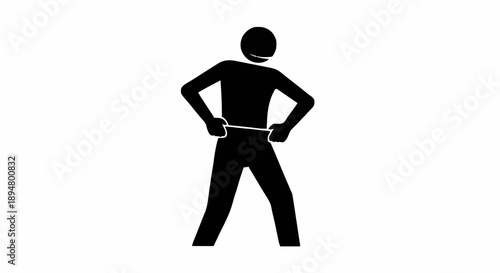 Silhouette of a person adjusting their belt.