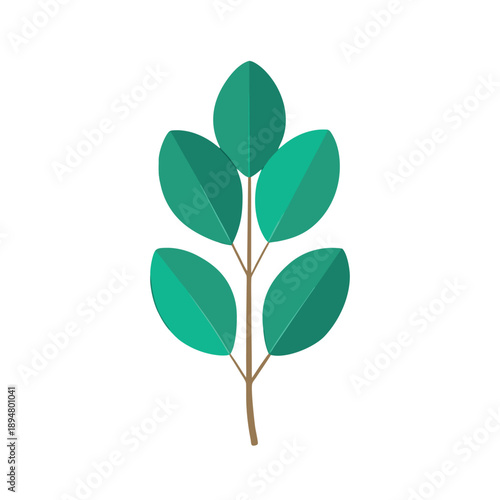 Wallpaper Mural Minimal flat illustration of a green leafy plant branch Torontodigital.ca
