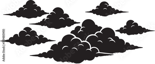 Black clouds on a white background illustration design