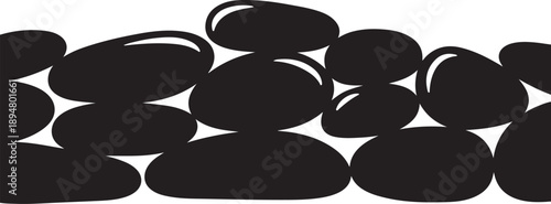 Black stones or pebbles on a white background illustration