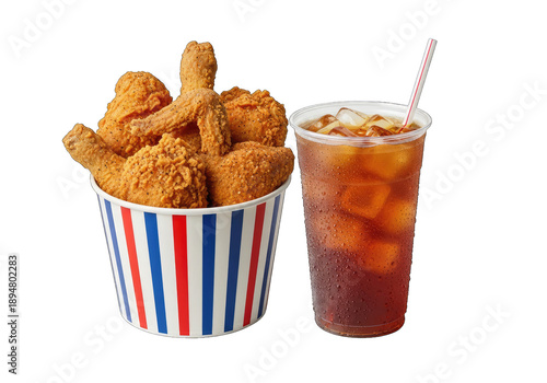Fried Chicken Bucket Meal with Iced Tea
