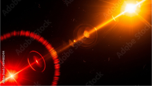 Vibrant Lens Flares and Light Effects on Dark Background