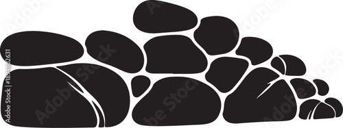 Black stones or pebbles on white background illustration design