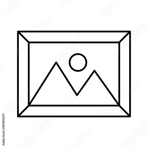 Wall Picture Frame Line Icon for Home Decoration Gallery and Interior Wall Display