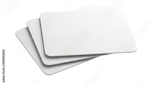 Stack of Blank White Cards with Rounded Corners