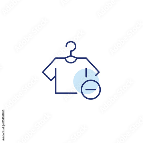 T-shirt on hanger and minus. Pixel perfect, editable stroke vector icon