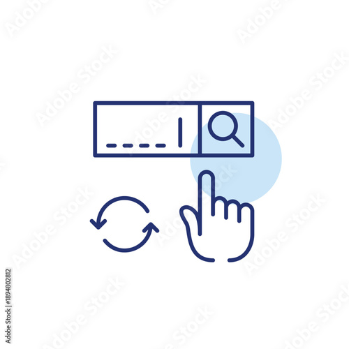 Search bar and renew arrows. Query update, query refresh. Pixel perfect, editable stroke vector icon